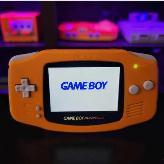 Orange Game Boy Advance GBA Console iPS Backlit LCD USB-C Rechargeable Battery
