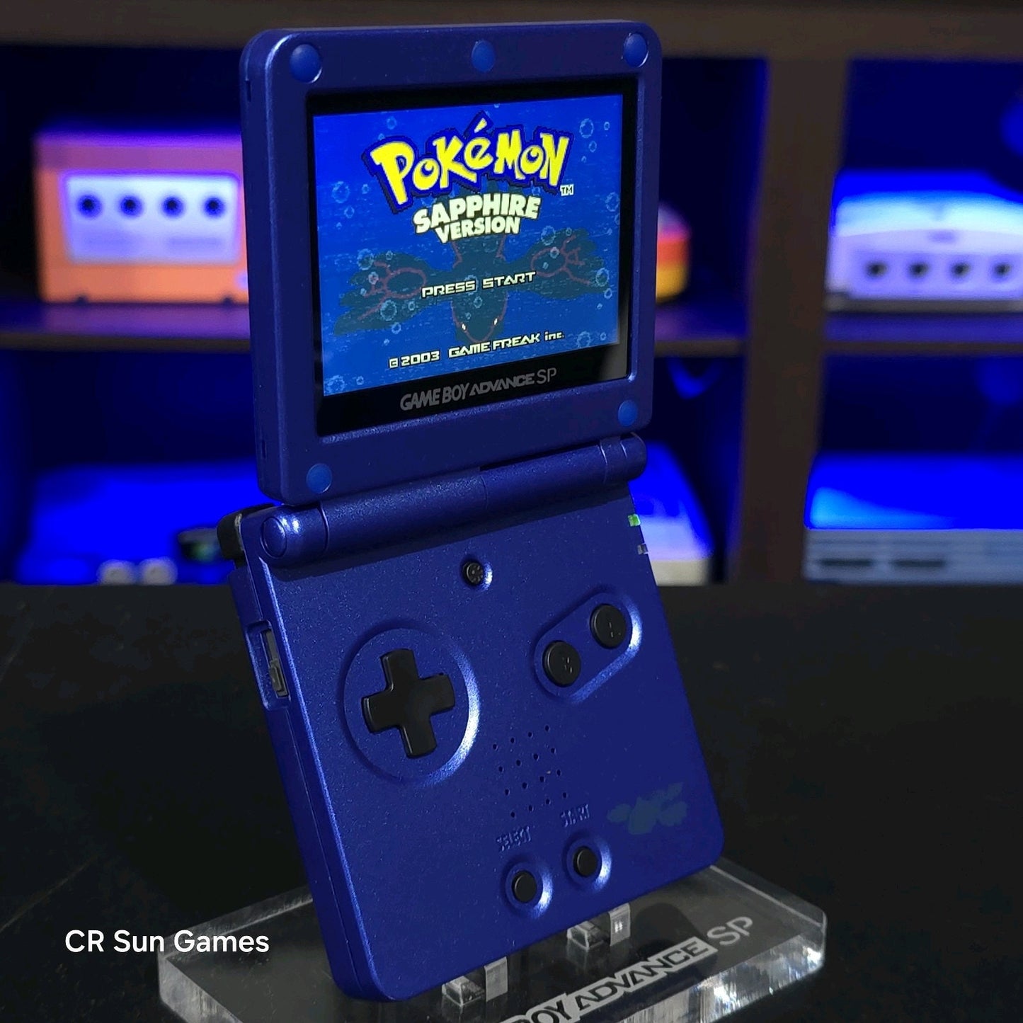 Blue Nintendo Game Boy Advance GBA SP IPS MOD Adjustable Brightness - Kyogre