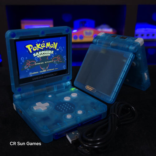 Clear Blue Nintendo Game Boy Advance GBA SP IPS Screen MOD Adjustable Brightness