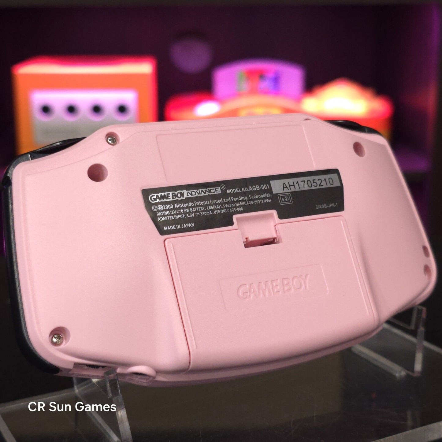 Pink And Black Game Boy Advance GBA Console with iPS V5 Backlit LCD MOD