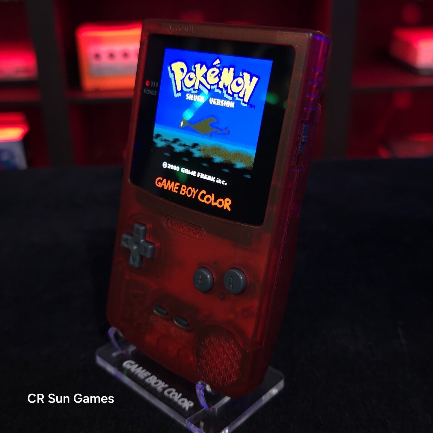 Clear Red Gameboy Color Console OLED Touch Screen And USB-C Rechargeable Battery