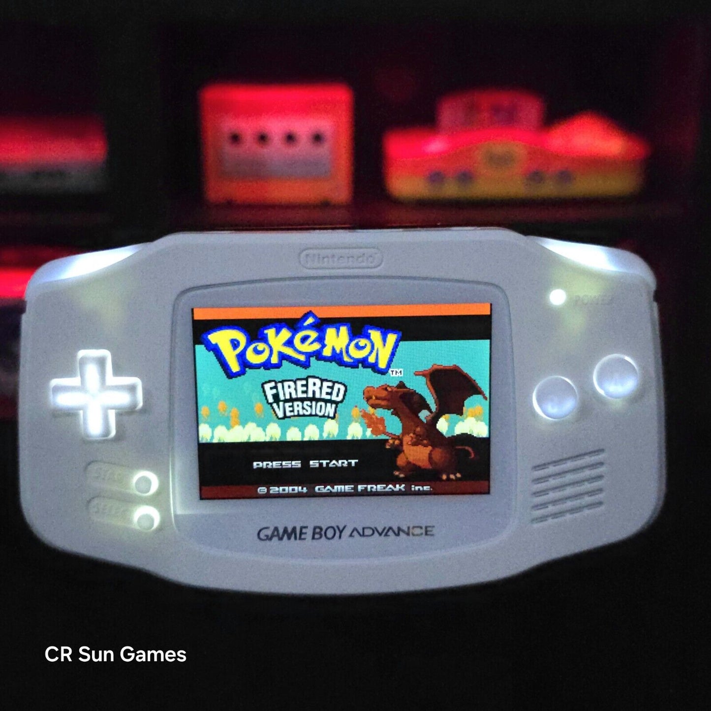 White Game Boy Advance GBA iPS Backlit LCD Usb-C 1800 mAh Rechargeable Battery