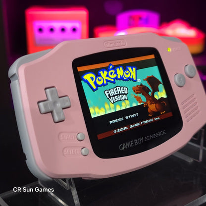 Pink Game Boy Advance GBA Console with iPS V5 Backlit LCD MOD