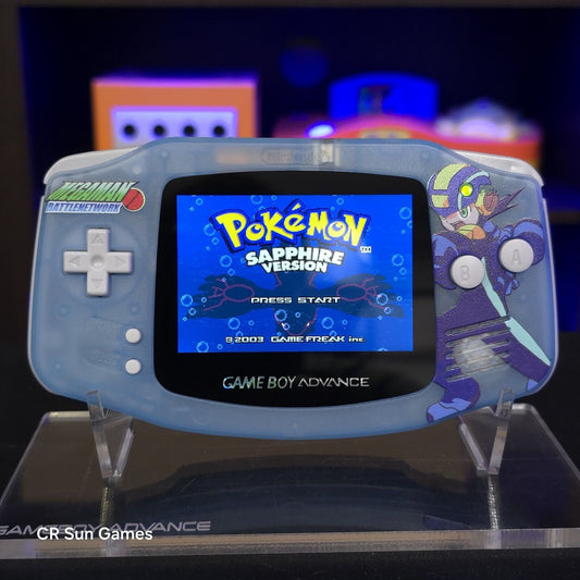 Megaman Blue Game Boy Advance GBA Console with iPS V5 Backlight Backlit LCD MOD