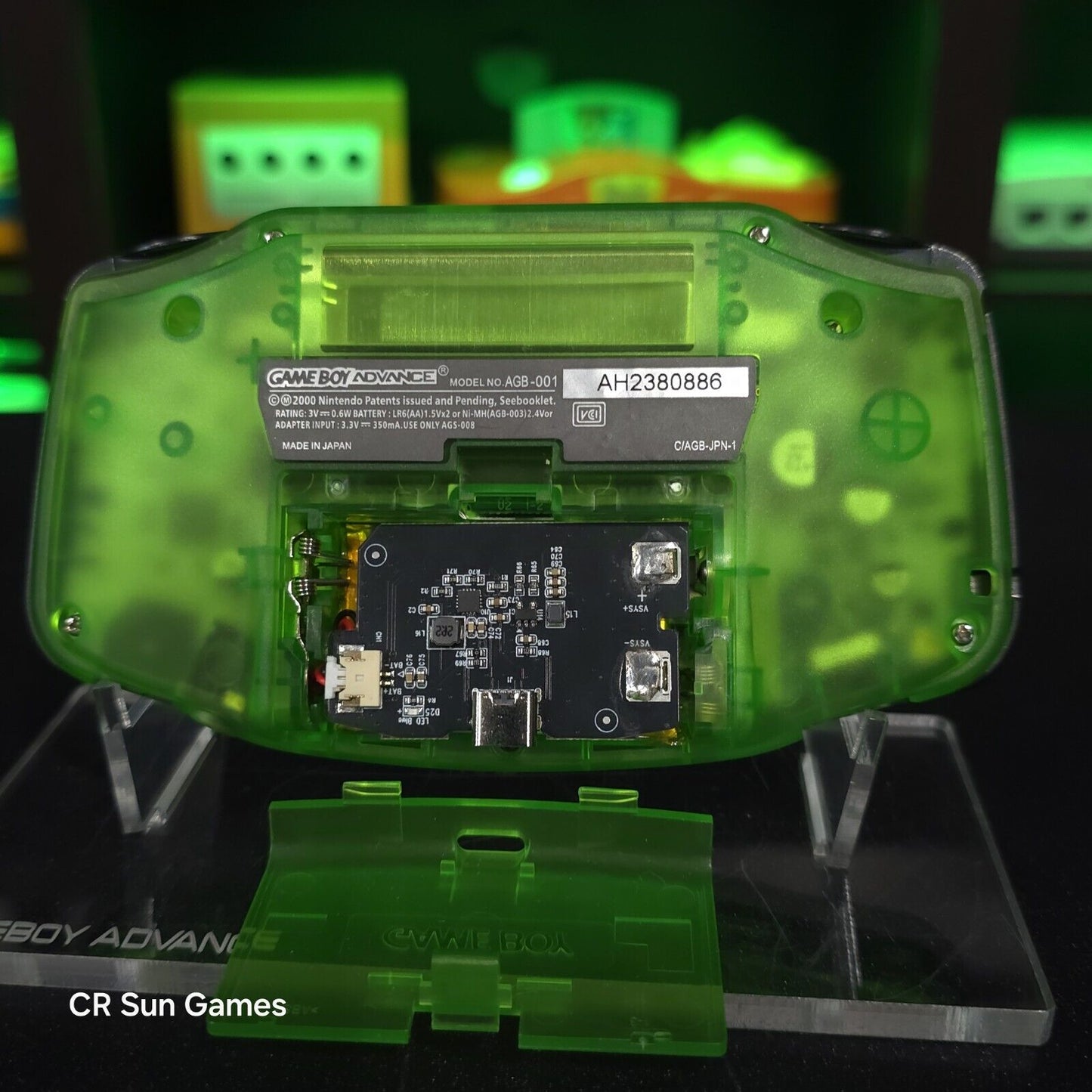 Link Zelda Green Game Boy Advance GBA iPS LCD USBC 1800 mAh Rechargeable Battery