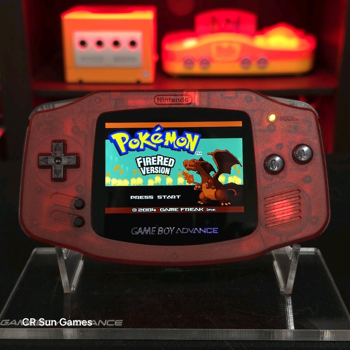Clear Red Game Boy Advance GBA iPS V5 LCD USB-C 1800 mAh Rechargeable Battery