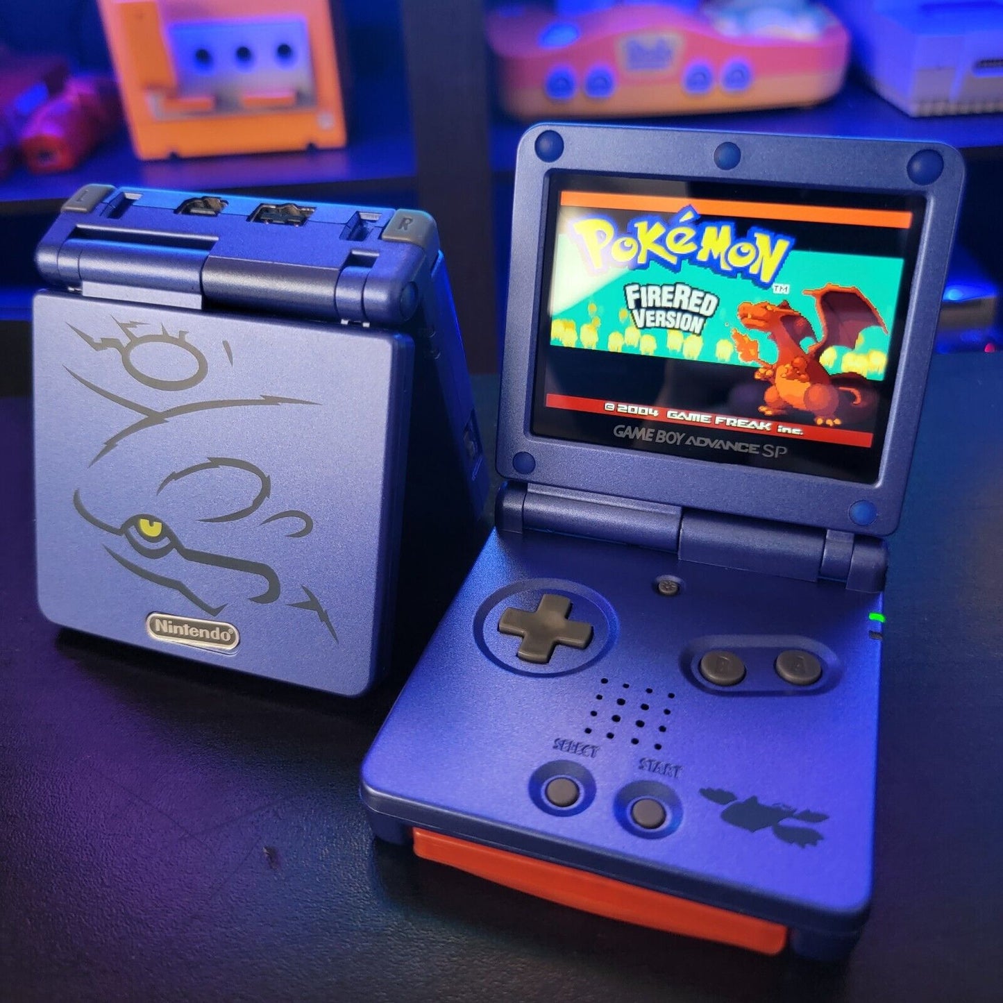 Blue Nintendo Game Boy Advance GBA SP IPS V2 And Usb-C Mod - Kyogre