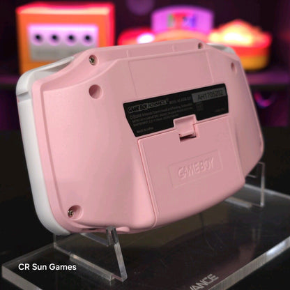 Pink And White Game Boy Advance GBA Console with iPS V5 Backlit LCD MOD