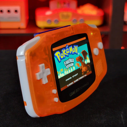 Clear Orange Game Boy Advance GBA Console with iPS Backlight Backlit LCD MOD