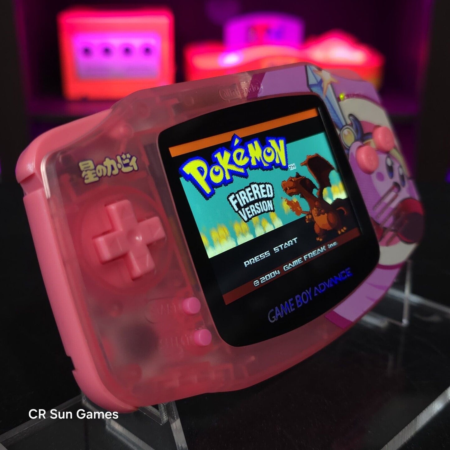 Pink Kirby Game Boy Advance GBA iPS LCD USB-C 1800 mAh Rechargeable Battery