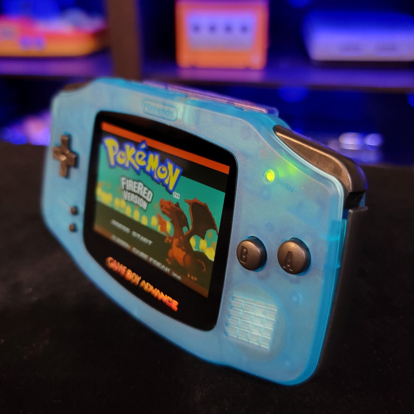Blue Game Boy Advance GBA Console with iPS Backlight Backlit LCD MOD Console