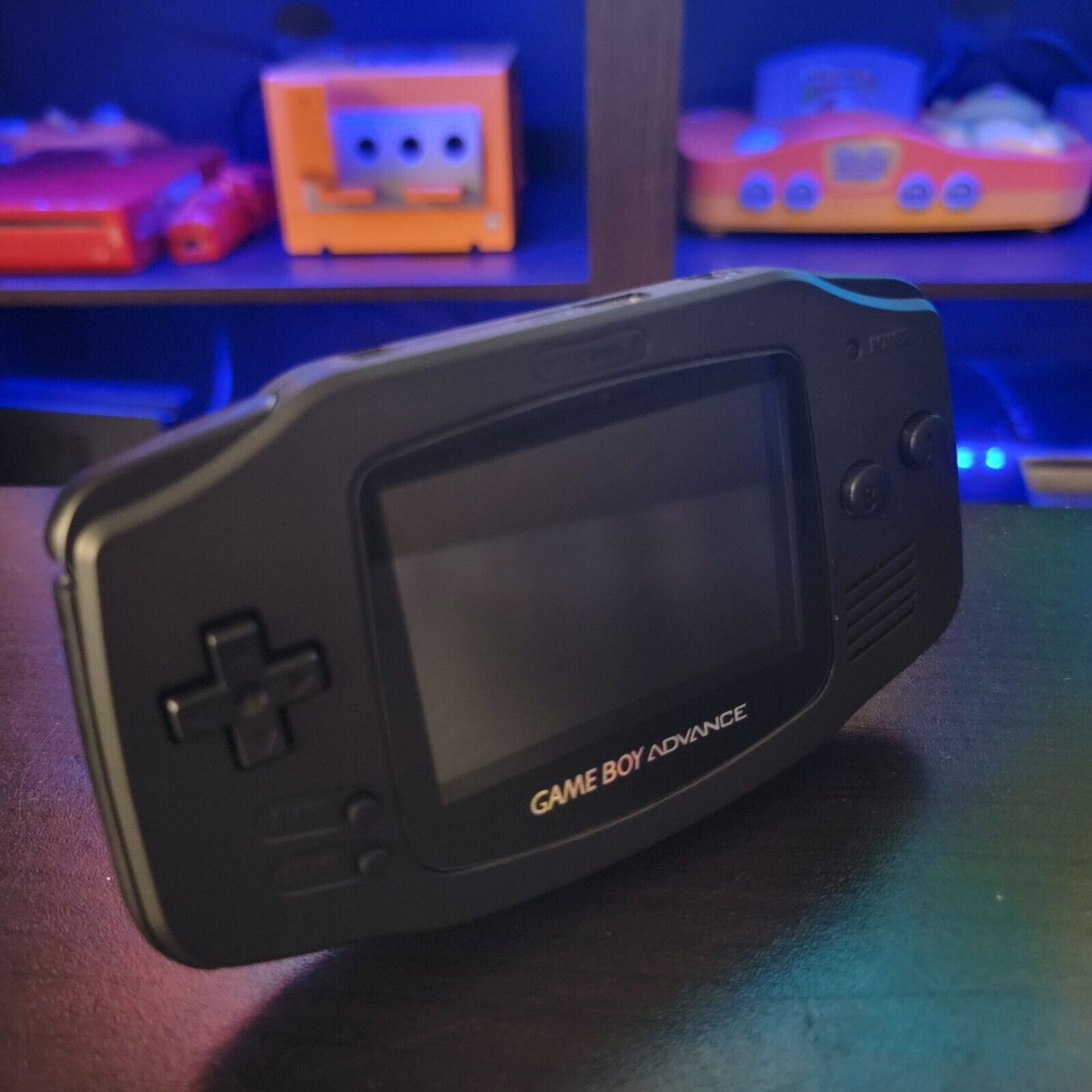 Black Game Boy Advance GBA Console with iPS Backlight Backlit LCD MOD Console