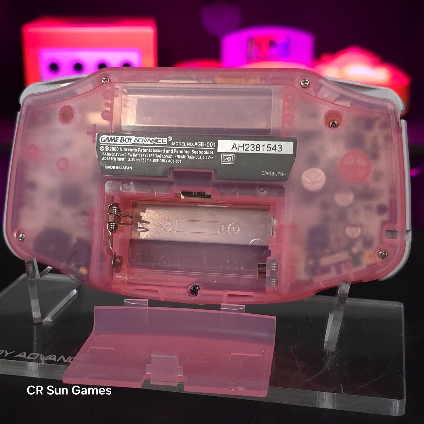Clear Pink Kirby Game Boy Advance GBA Console with iPS V5 Backlit LCD MOD