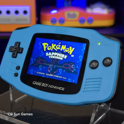Blue Game Boy Advance GBA Console with iPS V5 Backlight Backlit LCD MOD Console