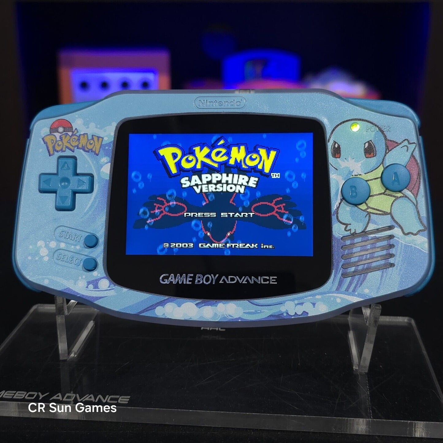 Glacial Squirtle GameBoy Advance GBA Ips LCD USB-C 1800 mAh Rechargeable Battery