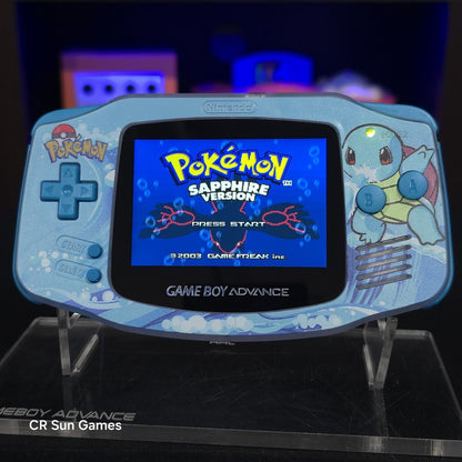 Glacial Squirtle GameBoy Advance GBA Ips LCD USB-C 1800 mAh Rechargeable Battery