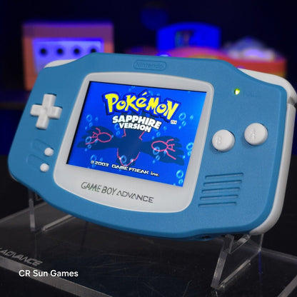 Blue And White GameBoy Advance GBA Console Ips V5 Backlight Backlit LCD MOD