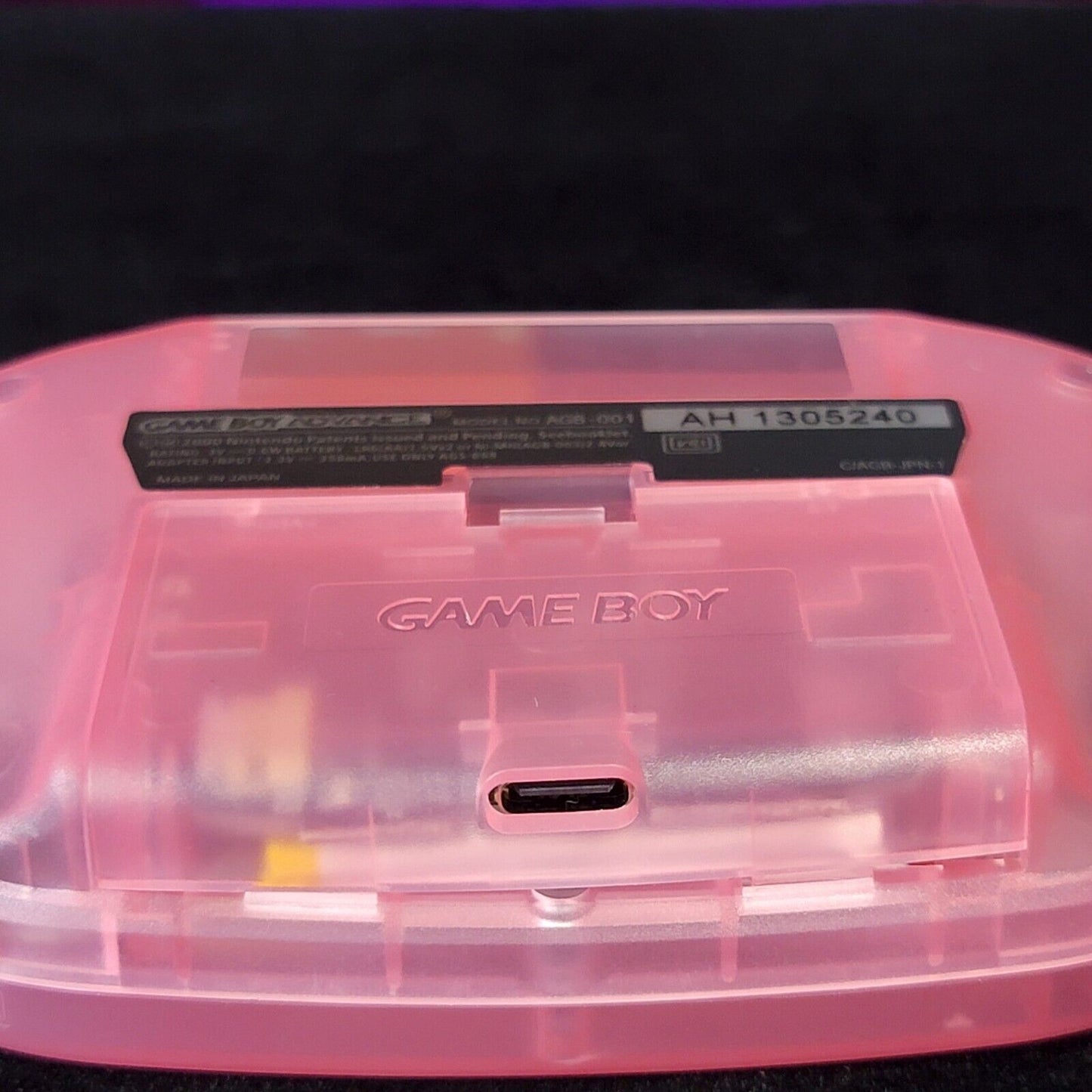 Pink Game Boy Advance GBA iPS LCD USB-C 1800 mAh Rechargeable Battery