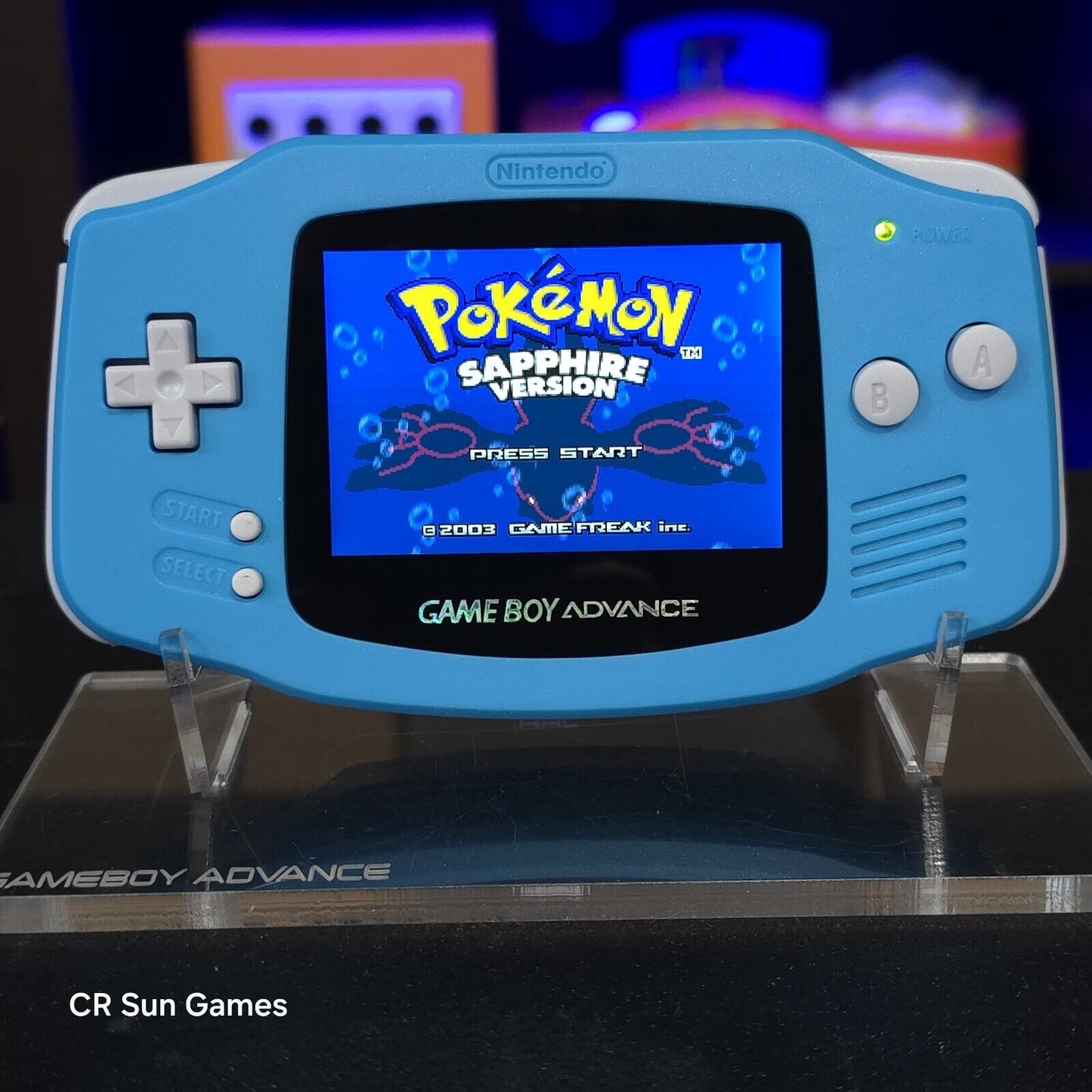 Blue Game Boy Advance GBA Console with iPS V5 Backlight Backlit LCD MOD Console