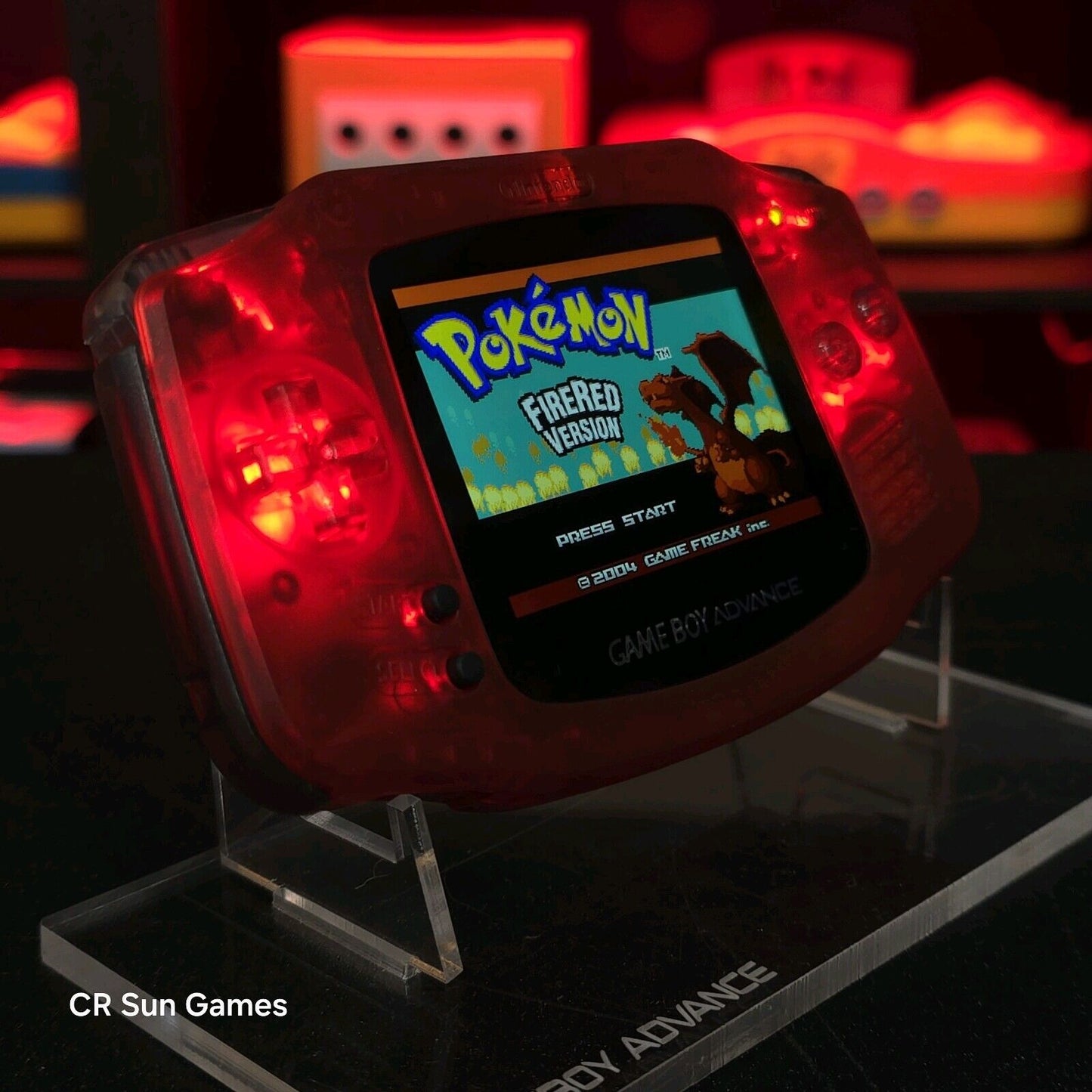 Clear Red Game Boy Advance GBA iPS V5 LCD USB-C 1800 mAh Rechargeable Battery