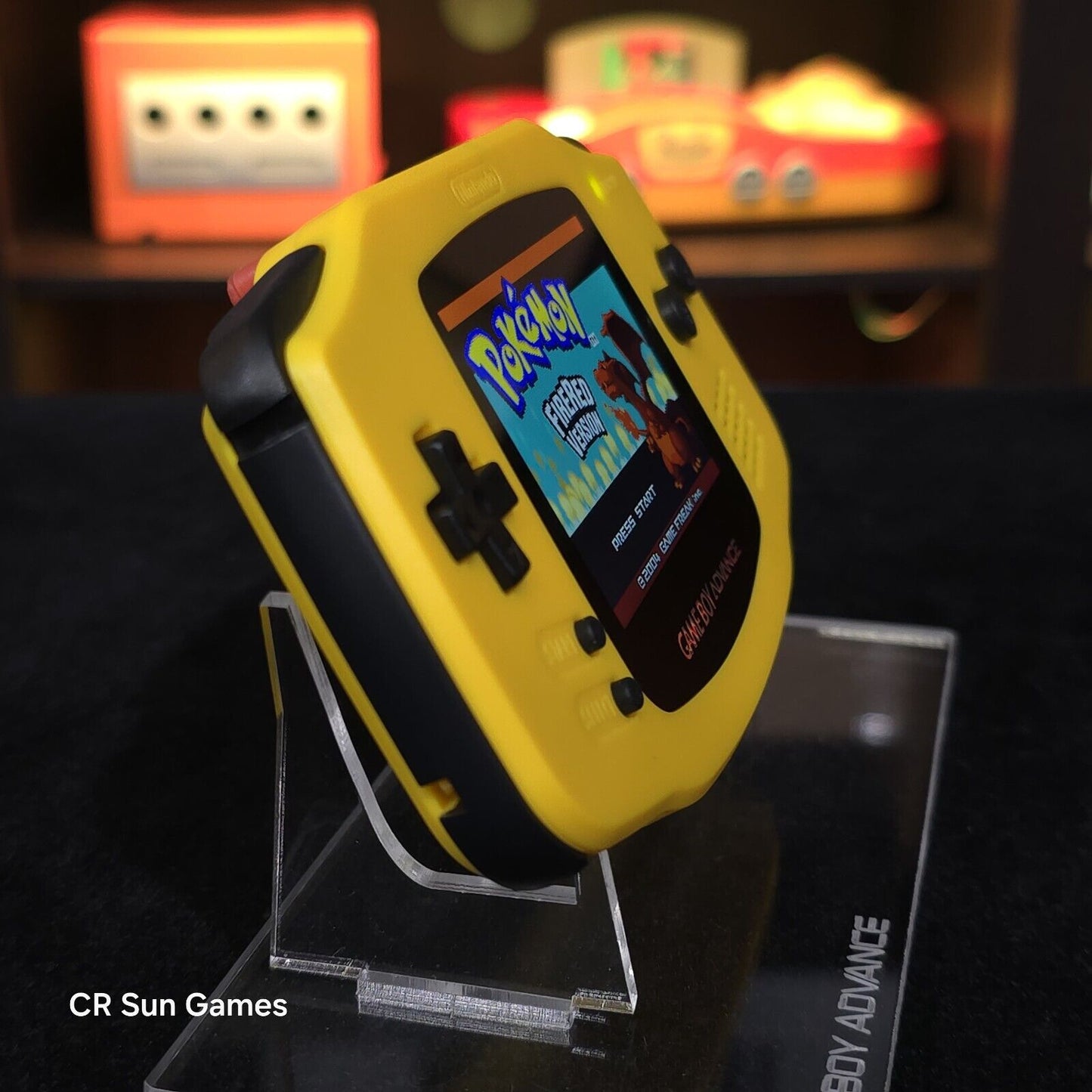 Yellow Game Boy Advance GBA Console with iPS V5 Backlight Backlit LCD MOD