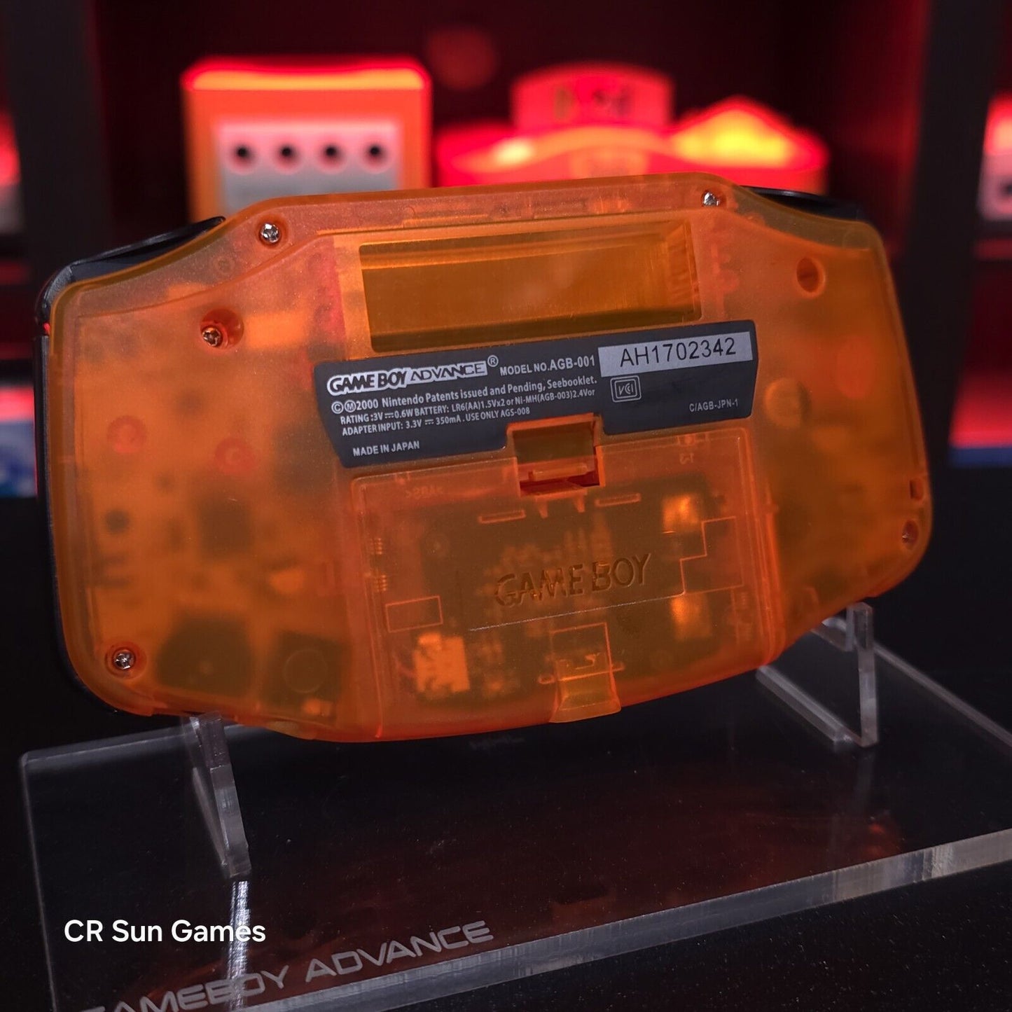 Clear Orange Game Boy Advance GBA iPS LCD USB-C 1800 mAh Rechargeable Battery