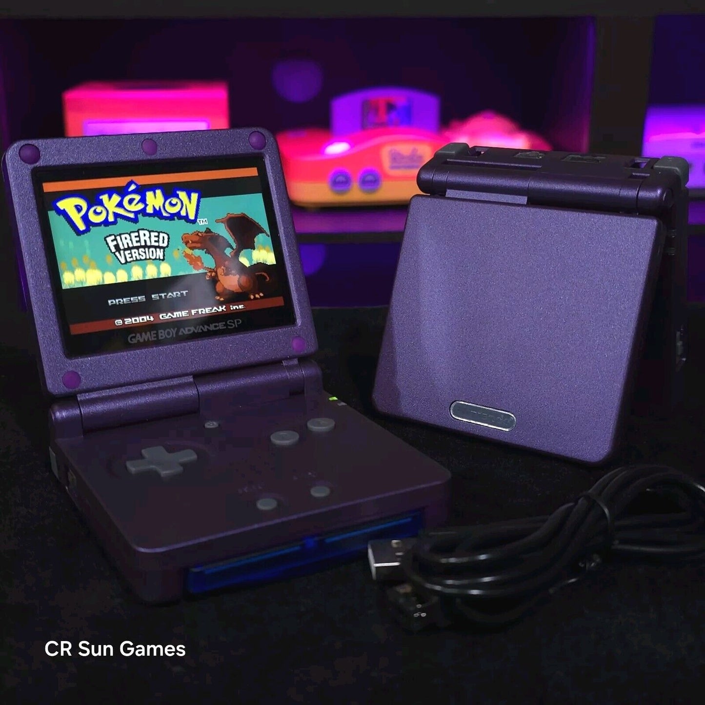 Purple Nintendo Game Boy Advance GBA SP IPS MOD Adjustable Brightness