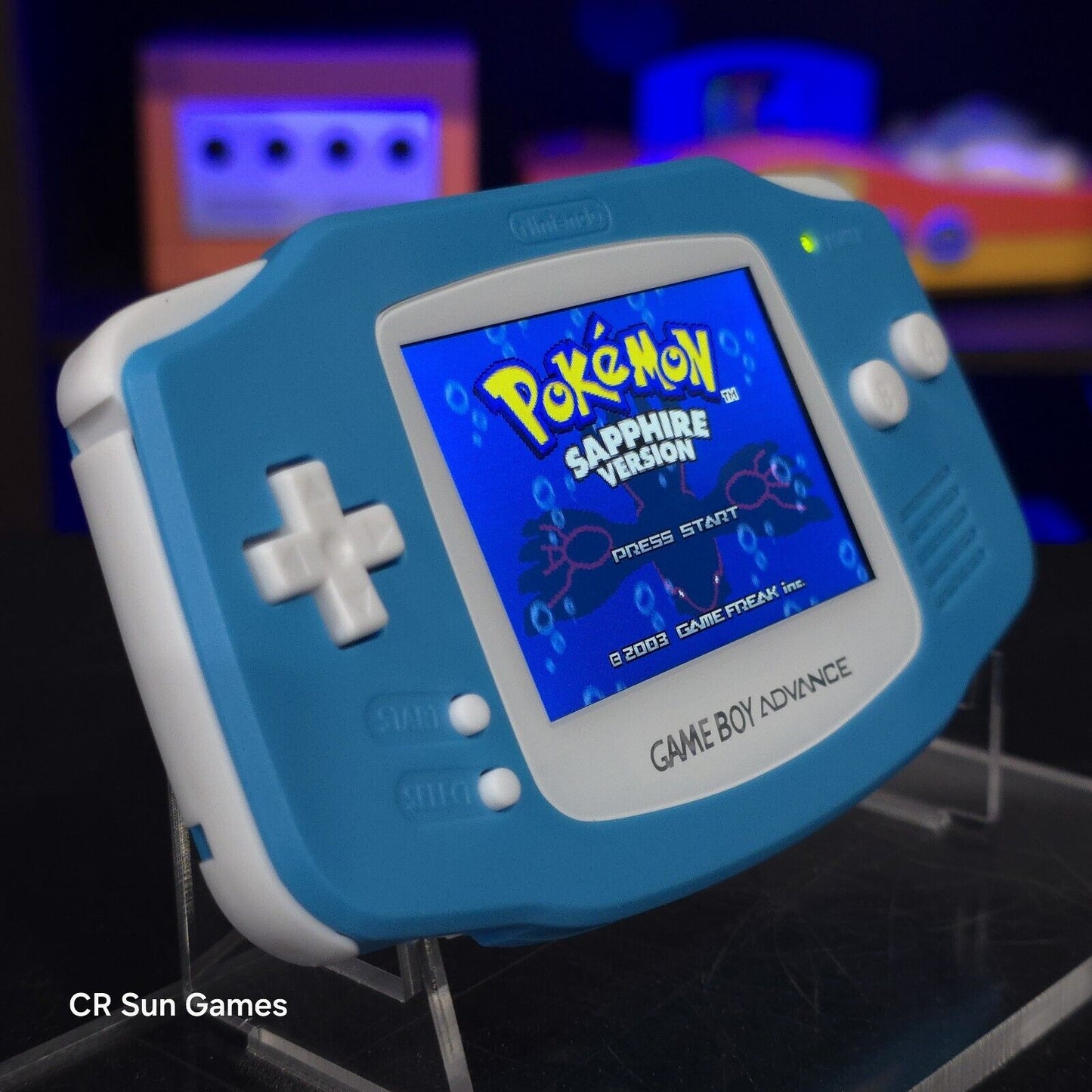 Blue And White GameBoy Advance GBA Console Ips V5 Backlight Backlit LCD MOD