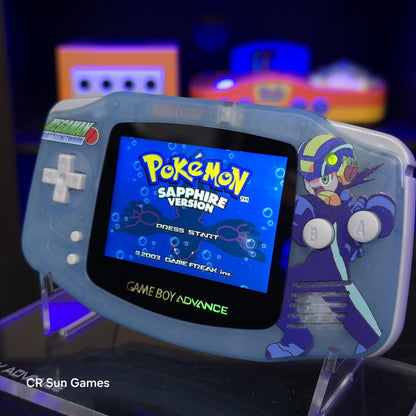 Megaman Blue Game Boy Advance GBA Console with iPS V5 Backlight Backlit LCD MOD