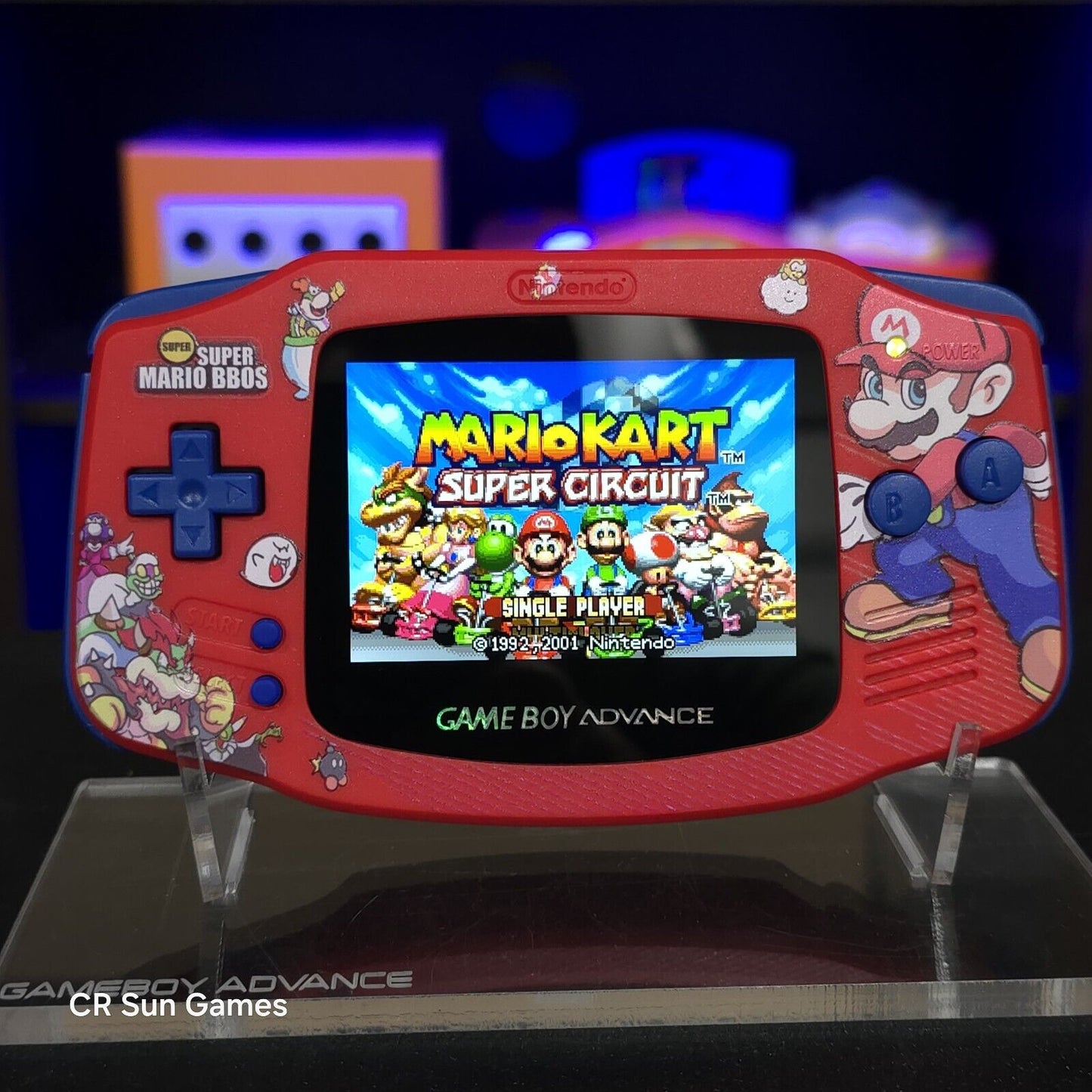 Mario Red Game Boy Advance GBA iPS LCD USB-C 1800 mAh Rechargeable Battery