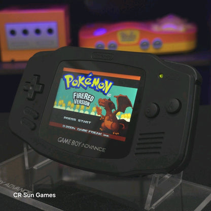 Black On Black Game Boy Advance GBA Console with iPS V5 Backlit LCD
