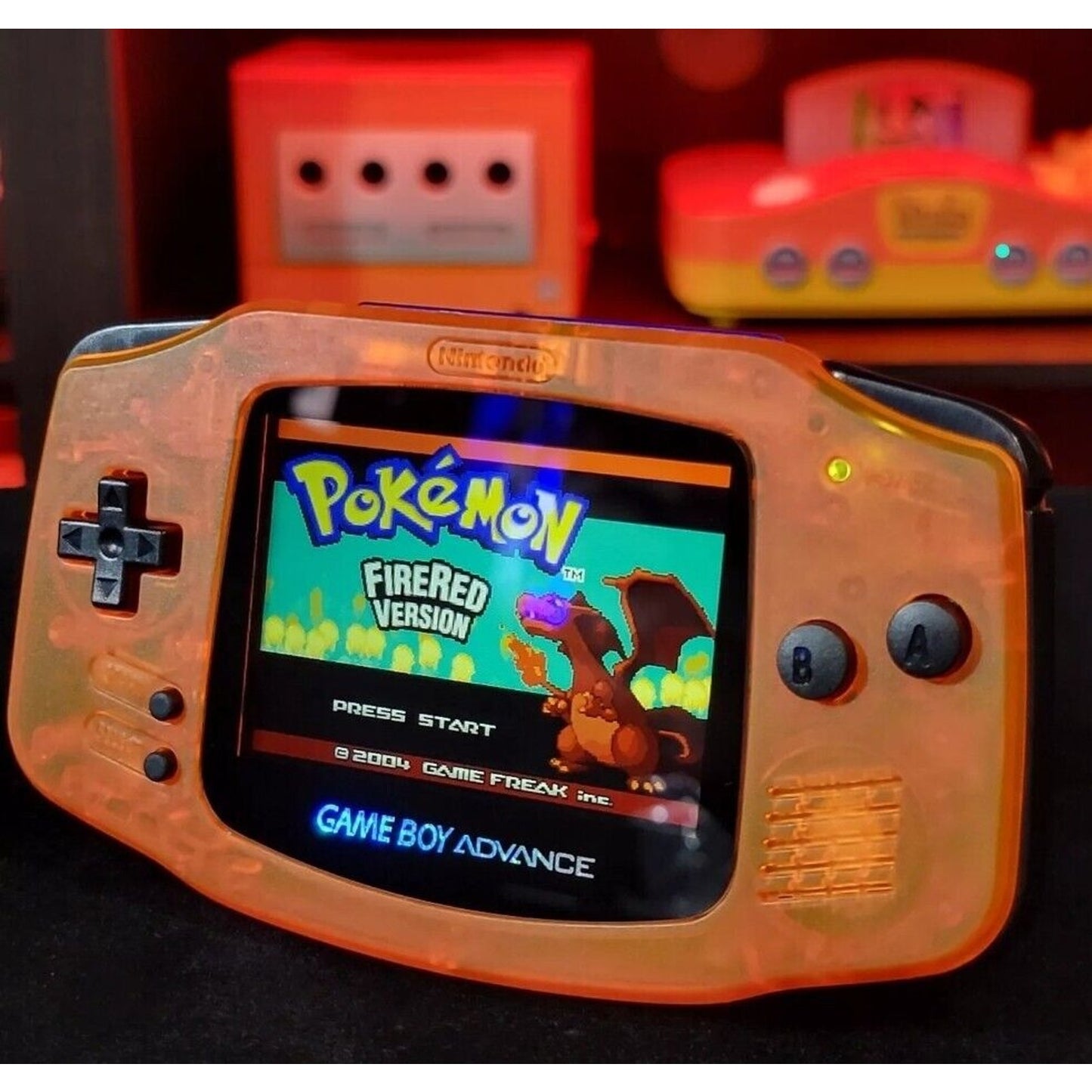 Clear Orange Game Boy Advance GBA iPS LCD USB-C 1800 mAh Rechargeable Battery