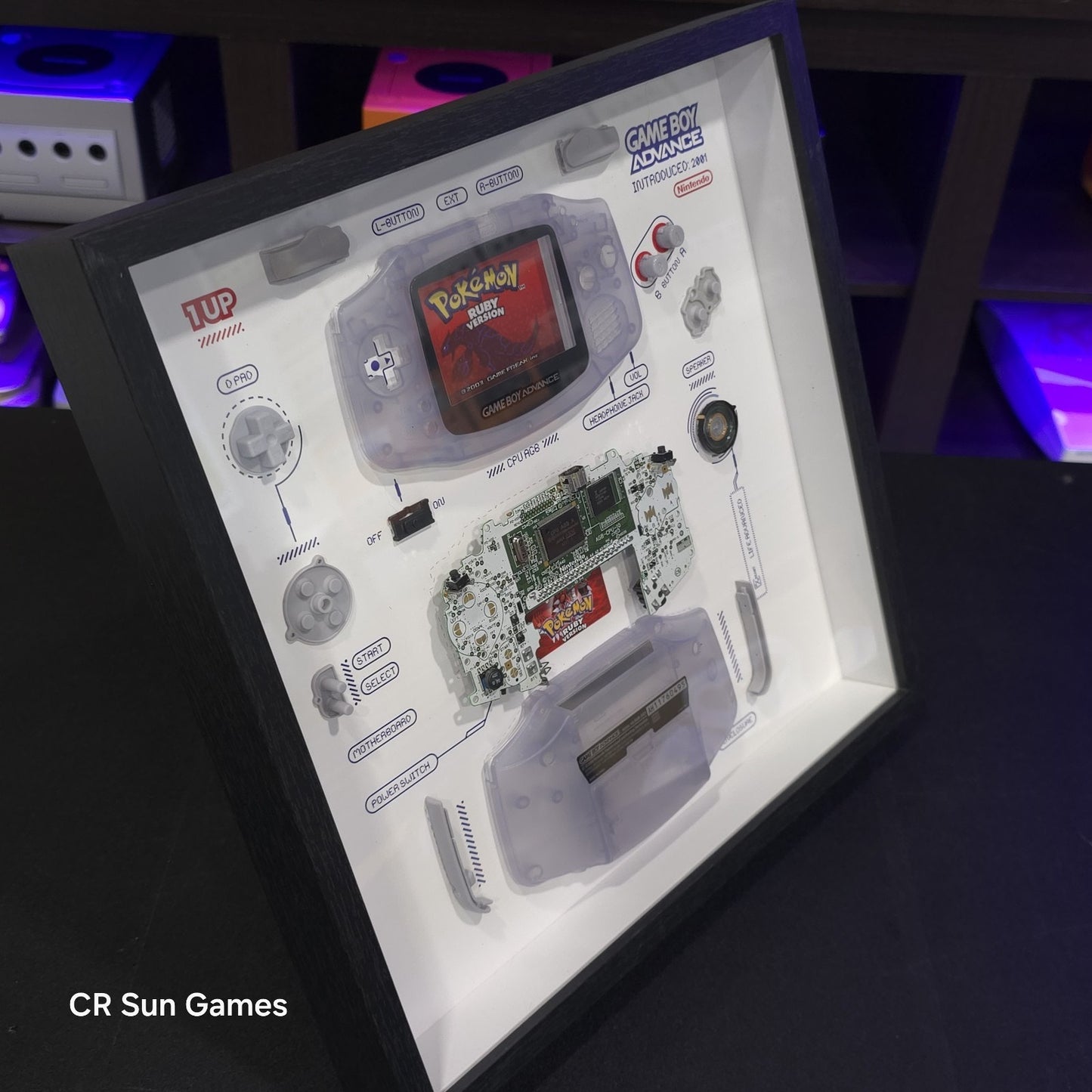 Disassembled Glacial Gameboy Advance GBA Teardown With Frame Original Parts