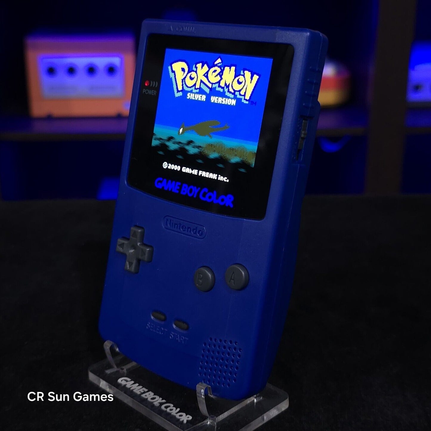 Blue Gameboy Color Console OLED Touch Screen USB-C Rechargeable Battery