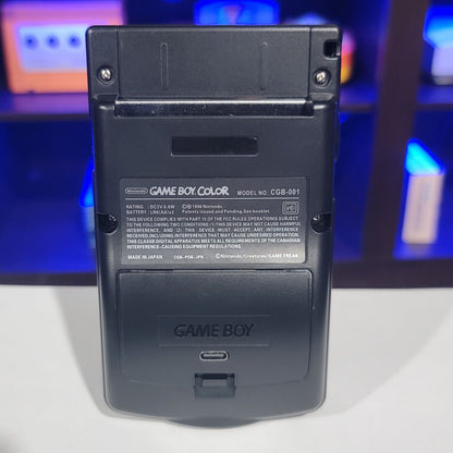 Black Gameboy Color Console OLED Touch Screen And USB-C Rechargeable Battery Mod