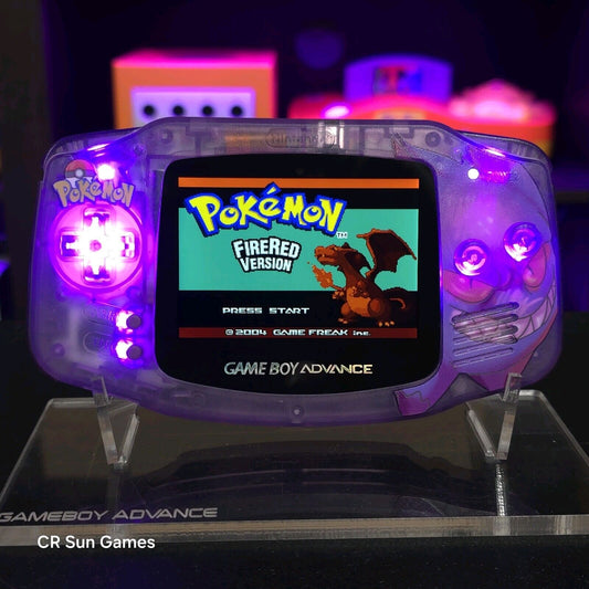 Gengar Purple Game Boy Advance GBA iPS V5 LCD USBC 1800 mAh Rechargeable Battery