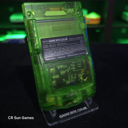 Clear Green Gameboy Color Console OLED Touch Screen & USB-C Rechargeable Battery
