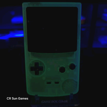 Glow In The Dark Blue Gameboy Color Console OLED Touch & USB-C Recharge Battery