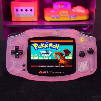 Fushia Pink Game Boy Advance GBA Console with iPS Backlit LCD MOD Console