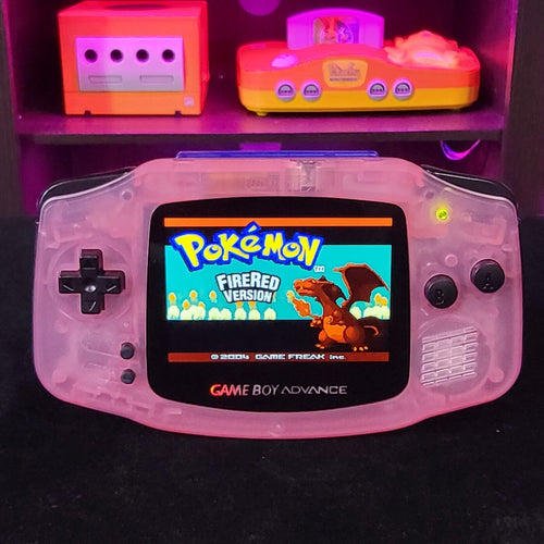 Fushia Pink Game Boy Advance GBA Console with iPS Backlit LCD MOD Console