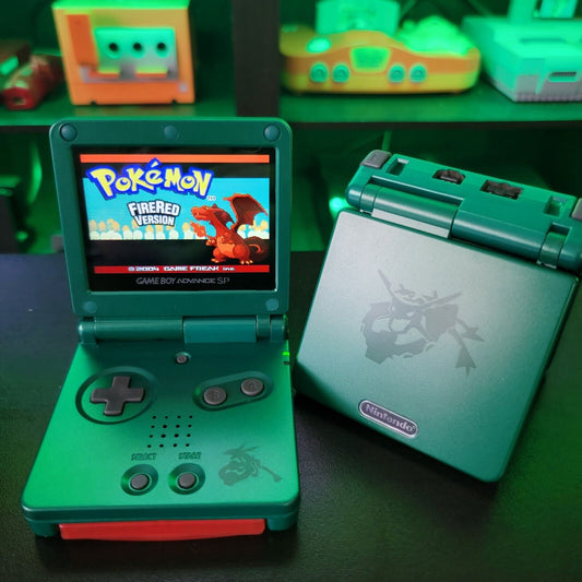 Green Nintendo Game Boy Advance GBA SP IPS V2 and Usb-C MOD - Rayquaza