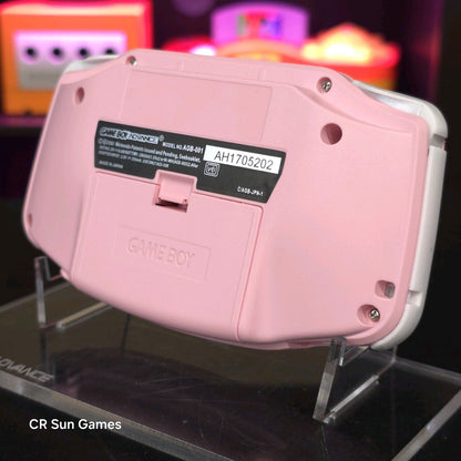 Pink And White Game Boy Advance GBA Console with iPS V5 Backlit LCD MOD