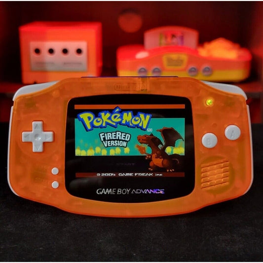 Clear Orange Game Boy Advance GBA iPS LCD USB-C 1800 mAh Rechargeable Battery