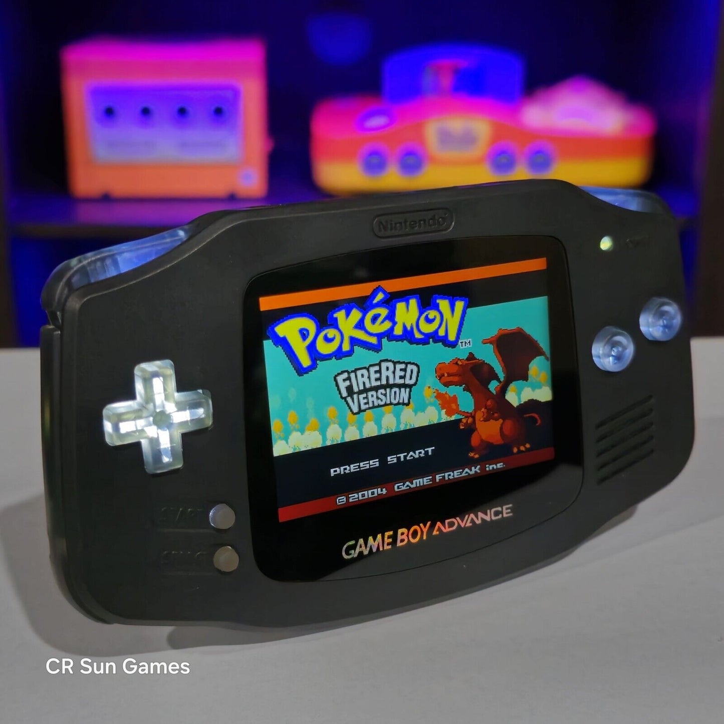 Ultimate Black Game Boy Advance GBA Console Ips V5 Usb-C Audio Amp LED Clicky LR