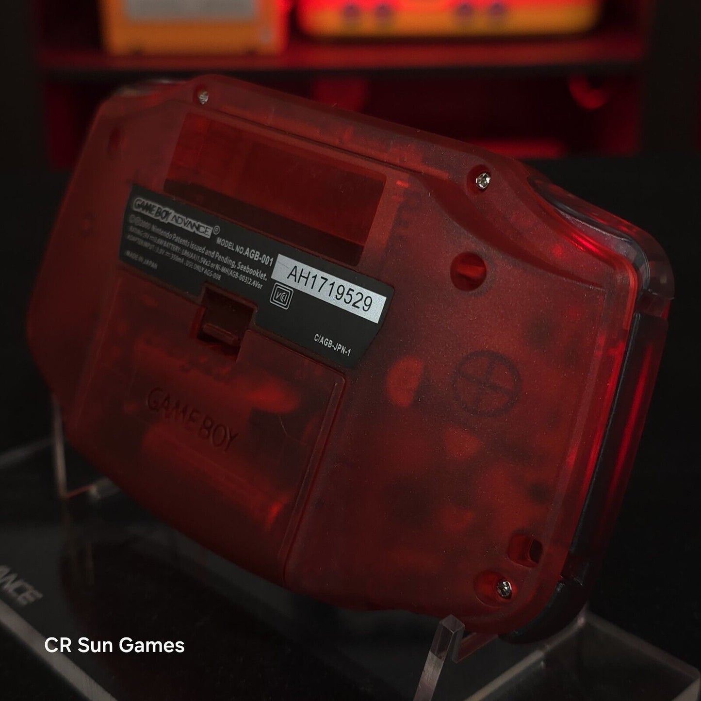 Clear Red Game Boy Advance GBA iPS V5 Backlit Mod And Red LED Mod Console