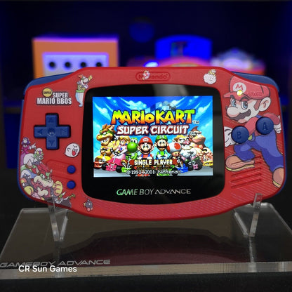 Mario Red Game Boy Advance GBA Console with iPS V5 Backlight Backlit LCD MOD