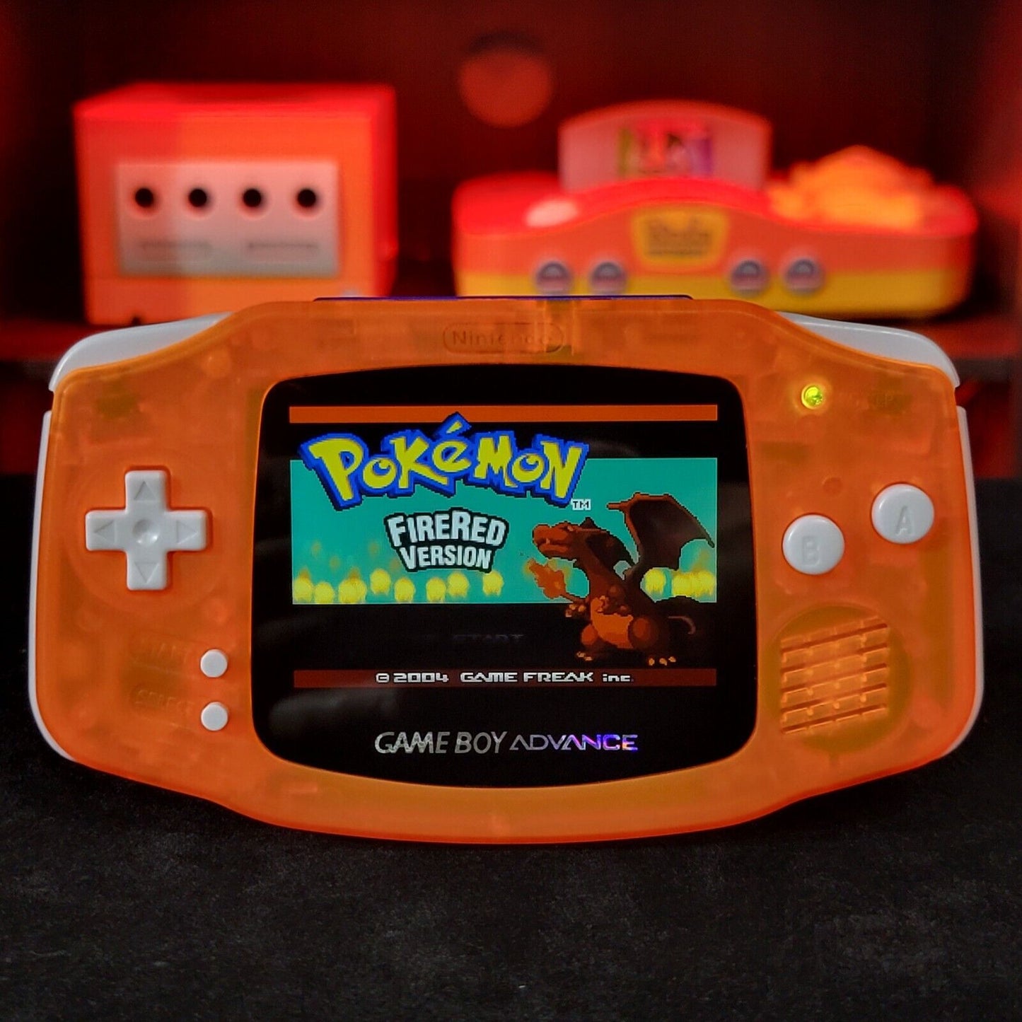 Clear Orange Game Boy Advance GBA Console with iPS Backlight Backlit LCD MOD