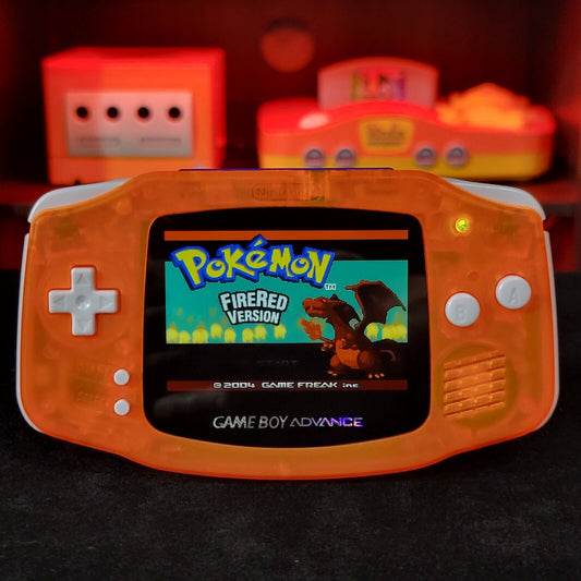 Clear Orange Game Boy Advance GBA Console with iPS Backlight Backlit LCD MOD