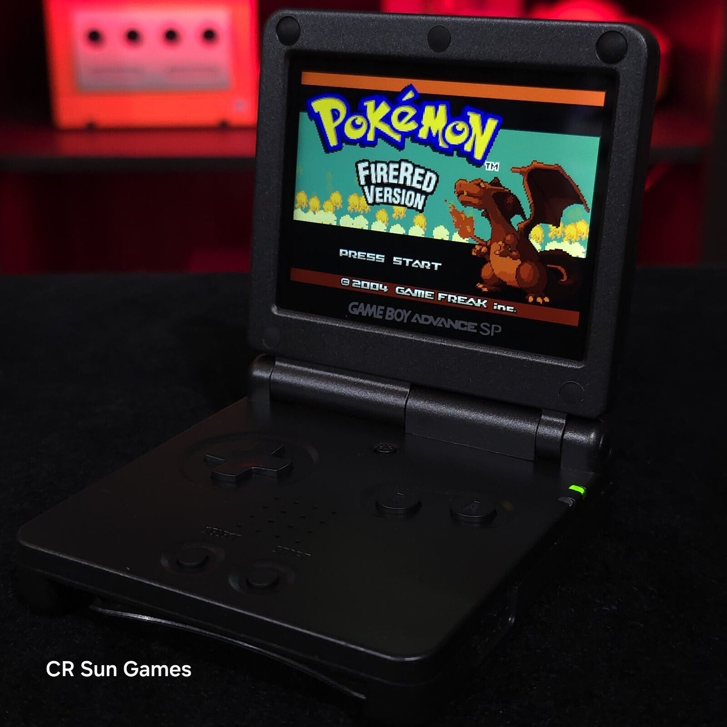 Black On Black Nintendo Game Boy Advance GBA SP IPS Screen And USB-C Mod