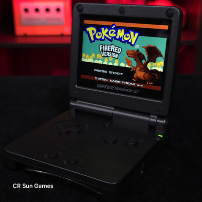 Black On Black Nintendo Game Boy Advance GBA SP IPS Screen And USB-C Mod